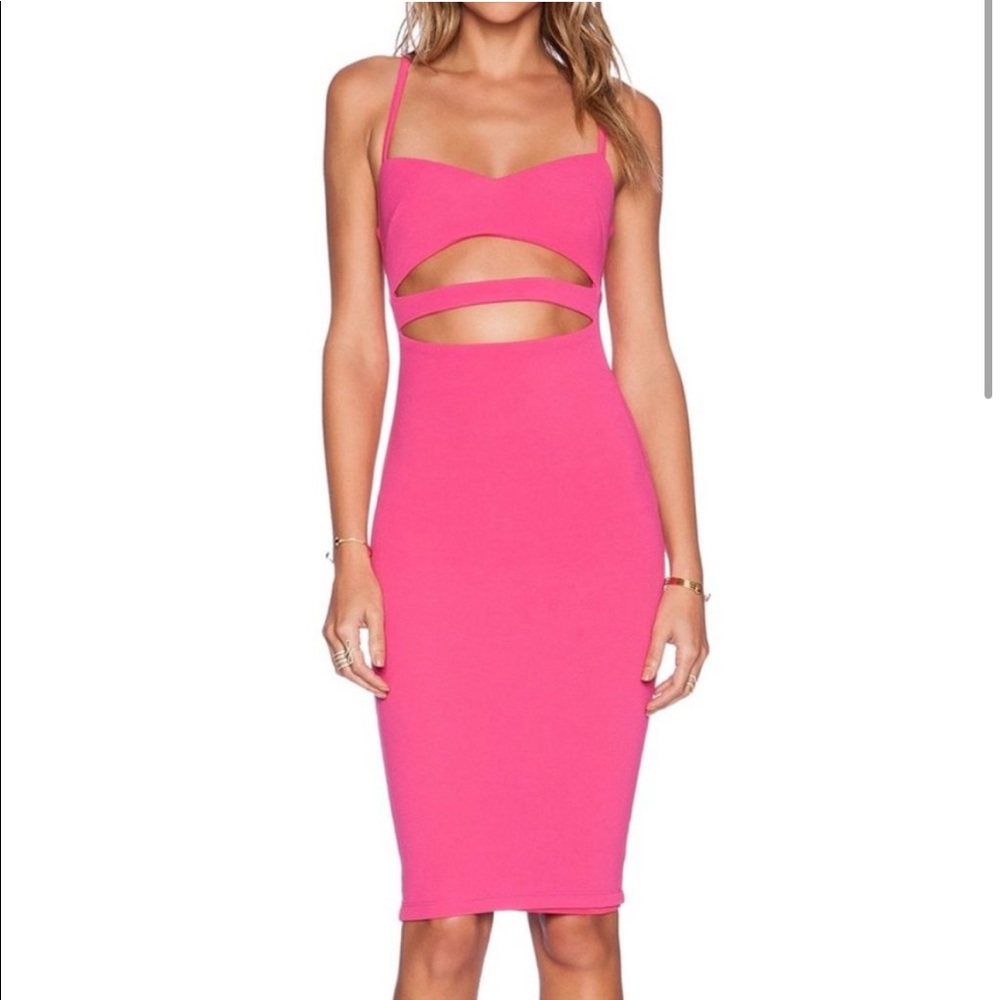 Nookie Bridget Bustier Cut Out Bodycon Cocktail Dress Lipstick Pink